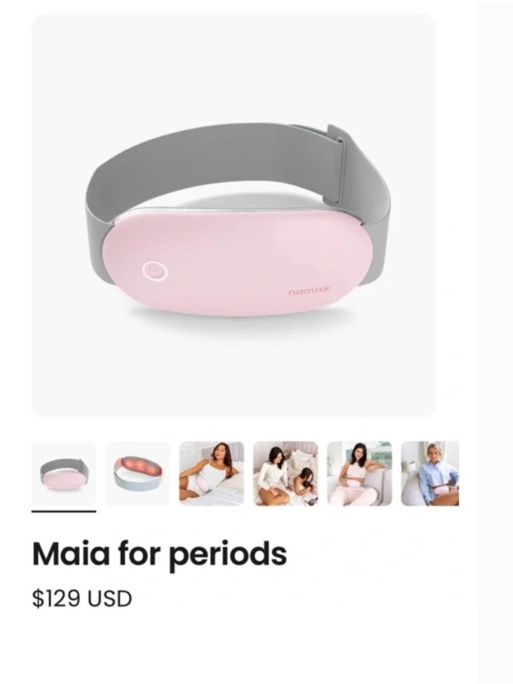 Maia Period Wearable Pain Relief Belt - Pink & Gray